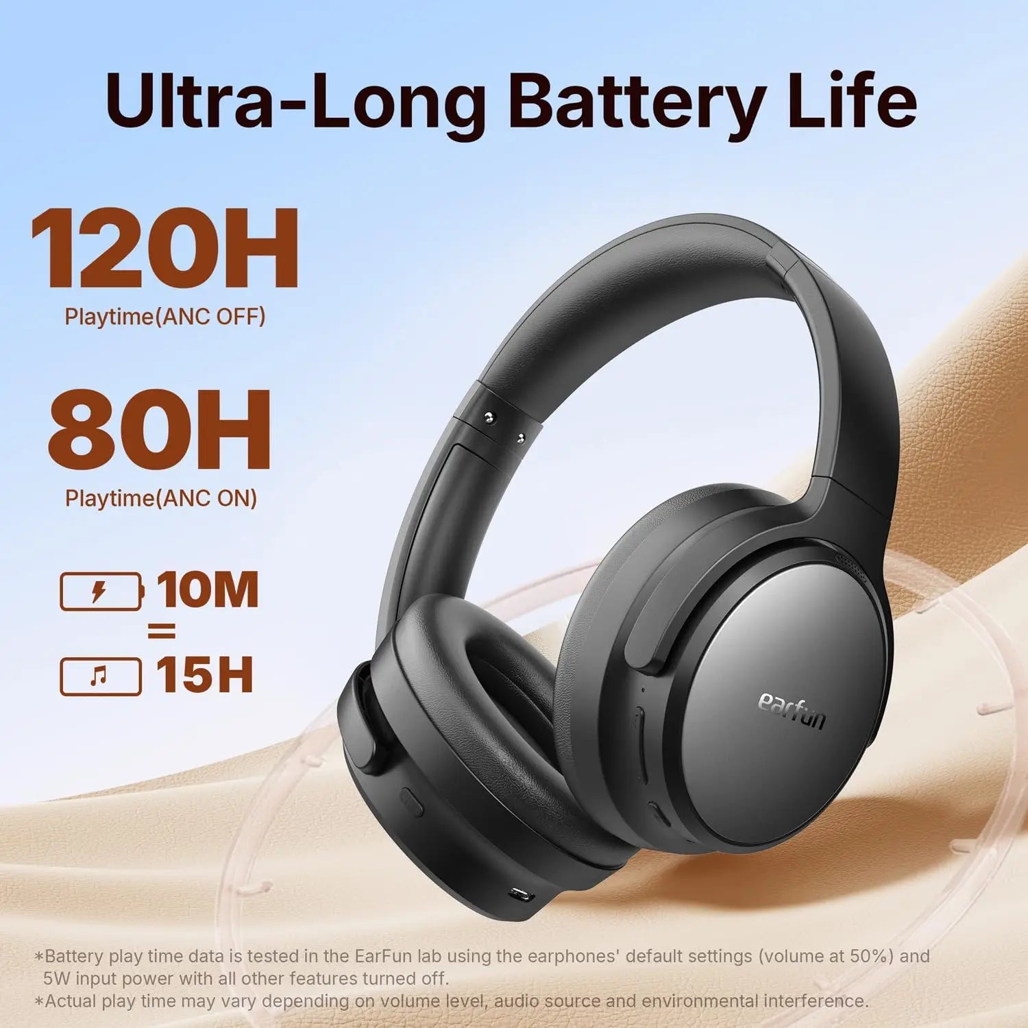 Active Noise Canceling Wireless Headphones with 120H Playtime, Bluetooth 5.4, Hi-Res Audio, Multipoint Connection