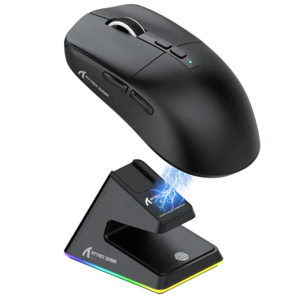 Attack Shark X6 PAW3395 Bluetooth Mouse,2.4 Tri-Mode Connection, RGB Touch Magnetic Charging Base, Macro Gaming Mouse